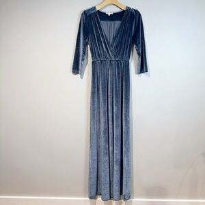 Baltic Born S Sofia Dusty Blue Velvet Maxi Dress Romantic Wedding Guest Formal